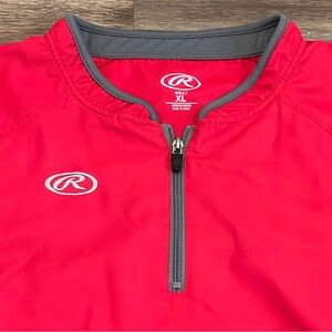 Rawlings Men's Red Quarter-Zip Pullover Baseball Batting Practice‎ XL Top